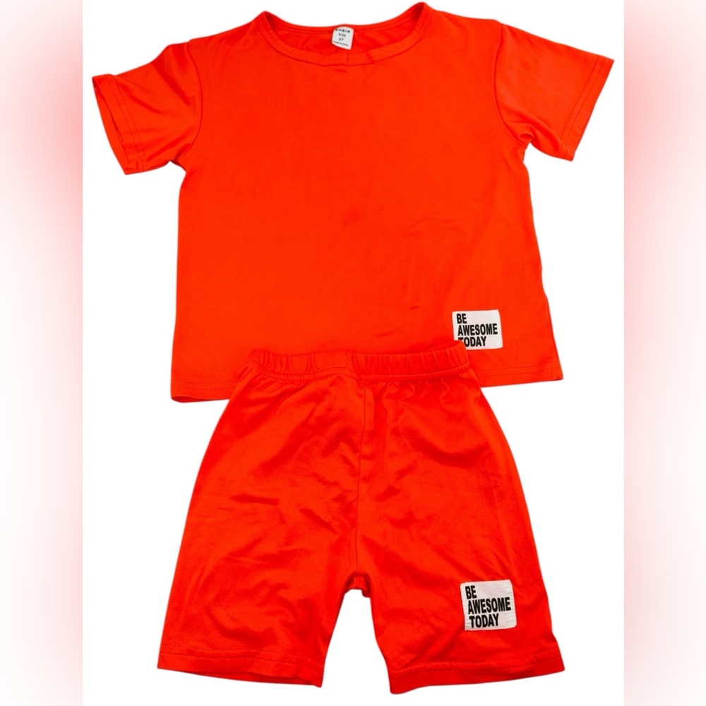 Summer Outfit Girls Boys Cotton T Shirt Top Shorts 2 Pcs Clothing Set Size 6Y